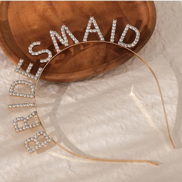 BRIDESMAID Gold Bridal Party Headband - Picture 4 of 5